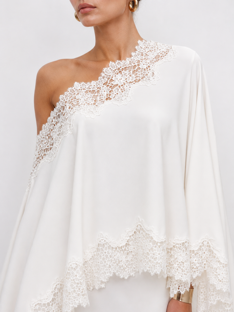 Nora Asymmetric Lace Cape Top
