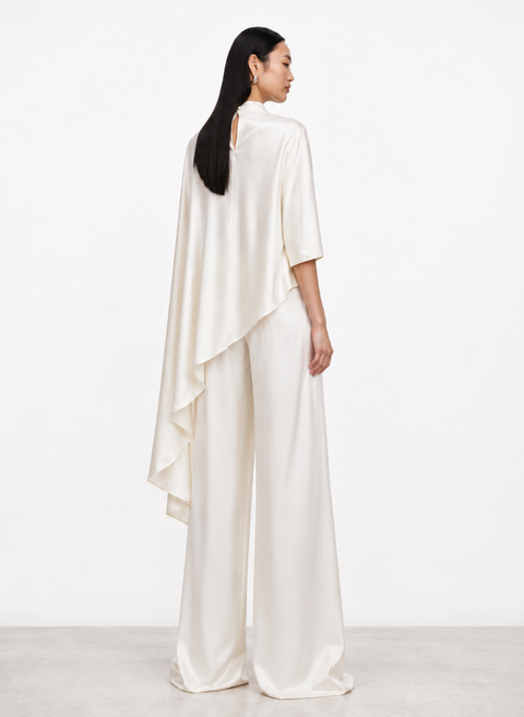 Belle Asymmetric Silk Charmeuse Top