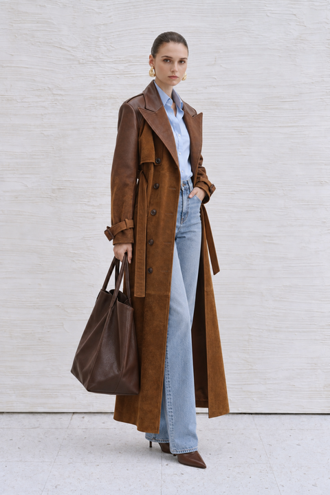 Solenne Ombré Suede & Leather Trench Coat