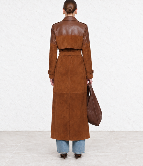 Solenne Ombré Suede & Leather Trench Coat