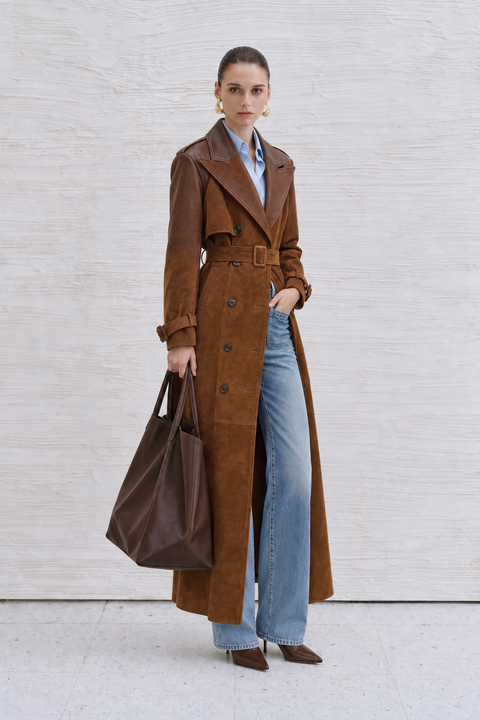 Solenne Ombré Suede & Leather Trench Coat
