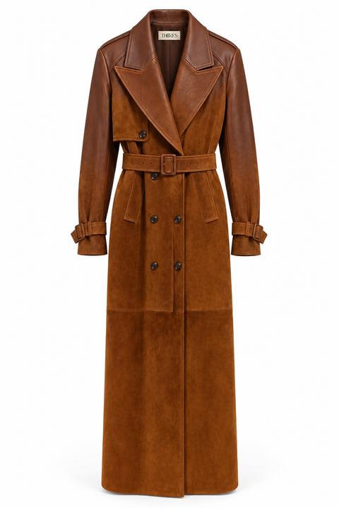 Solenne Ombré Suede & Leather Trench Coat