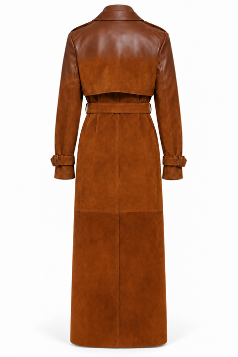 Solenne Ombré Suede & Leather Trench Coat