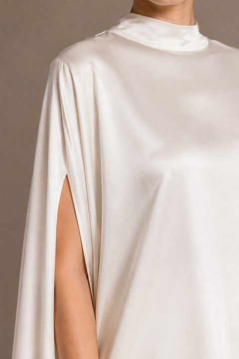 Belle Asymmetric Silk Charmeuse Top